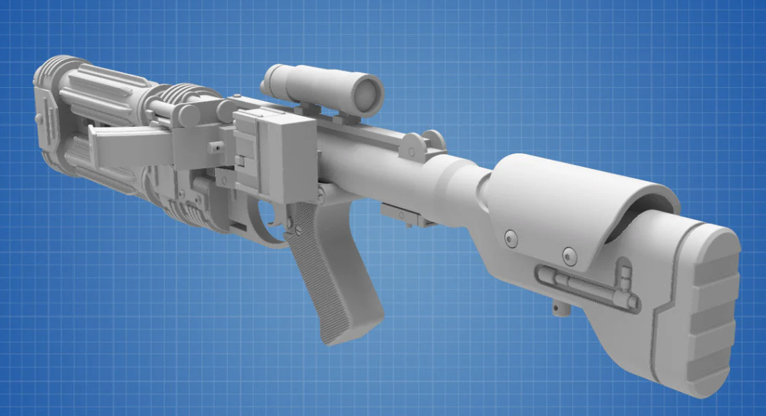 E-22 Dual-Barrel Blaster Rifle – Star Wars 3D Printed Model Kit