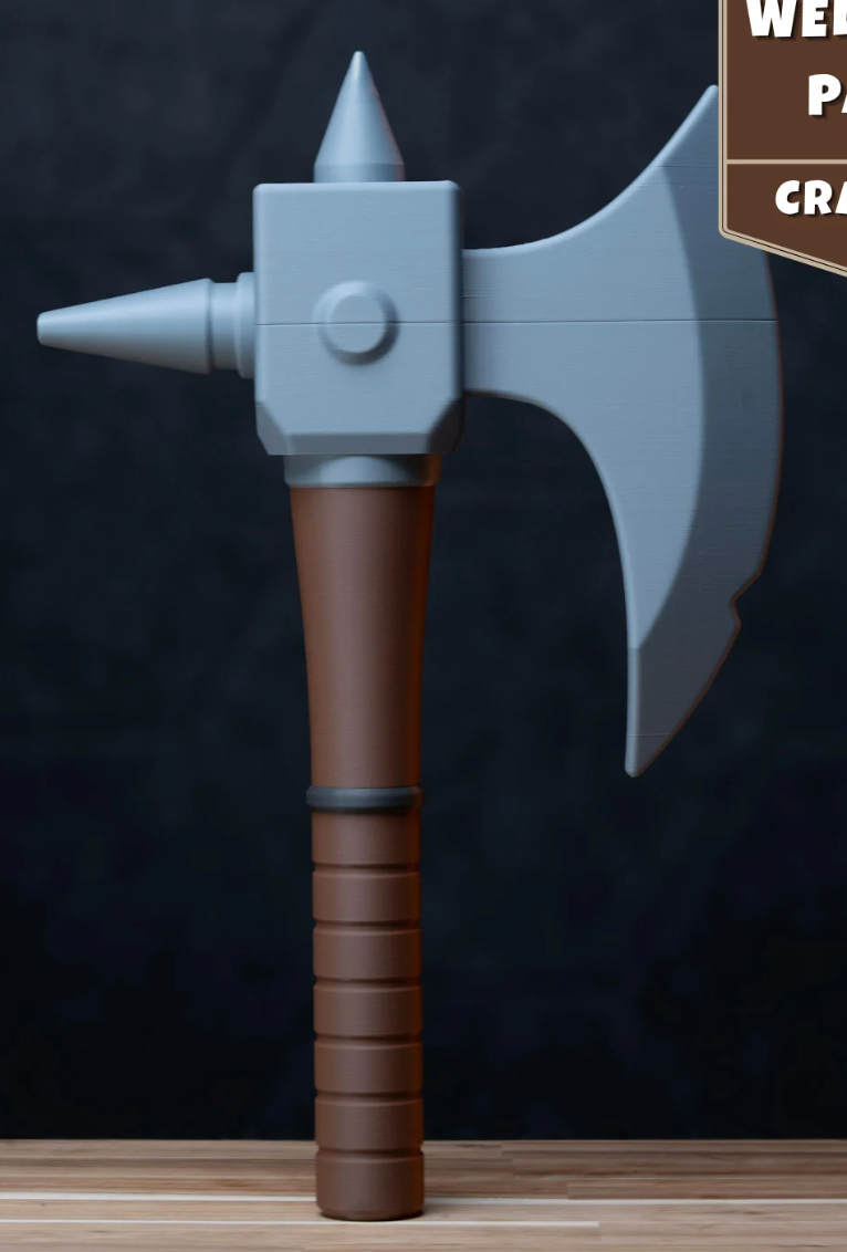 Crafter Knight's Axe — Full-Scale 3D Printed Display Prop