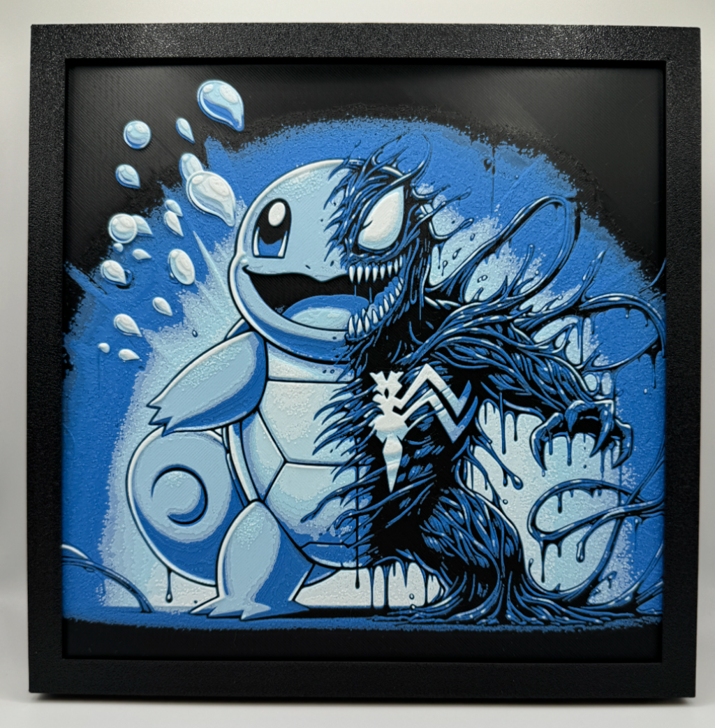 Venomized Squirtle – Pokémon x Marvel - Layered 3D Art Panel