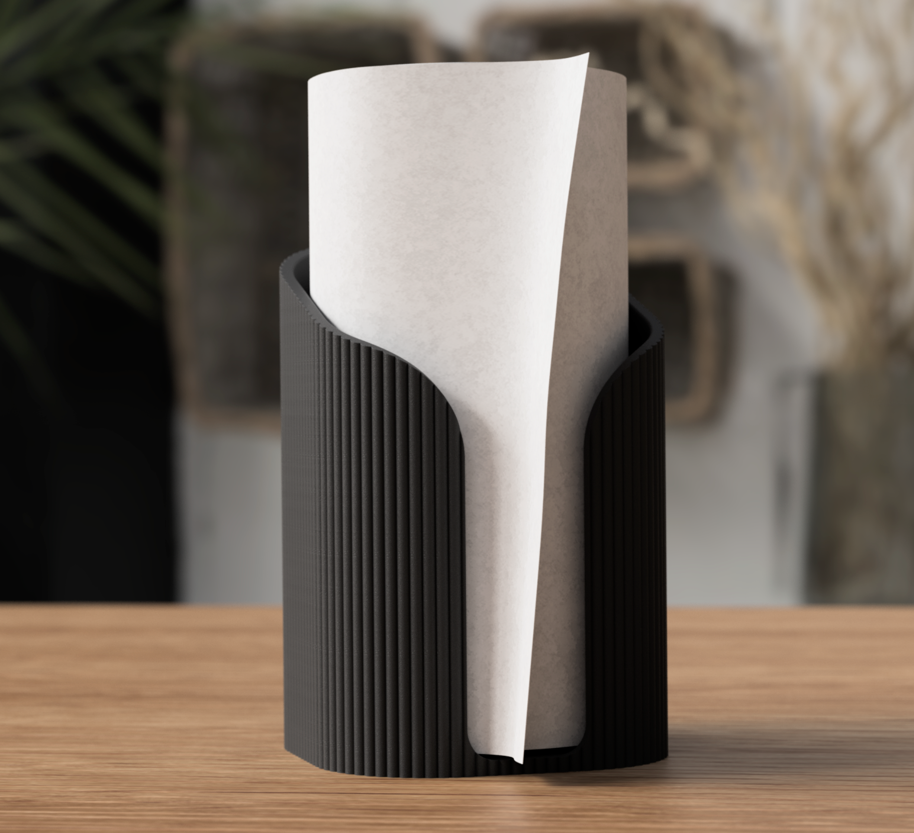 Japandi Paper Towel Holder – Freestanding 3D Printed Kitchen Stand | UK Made