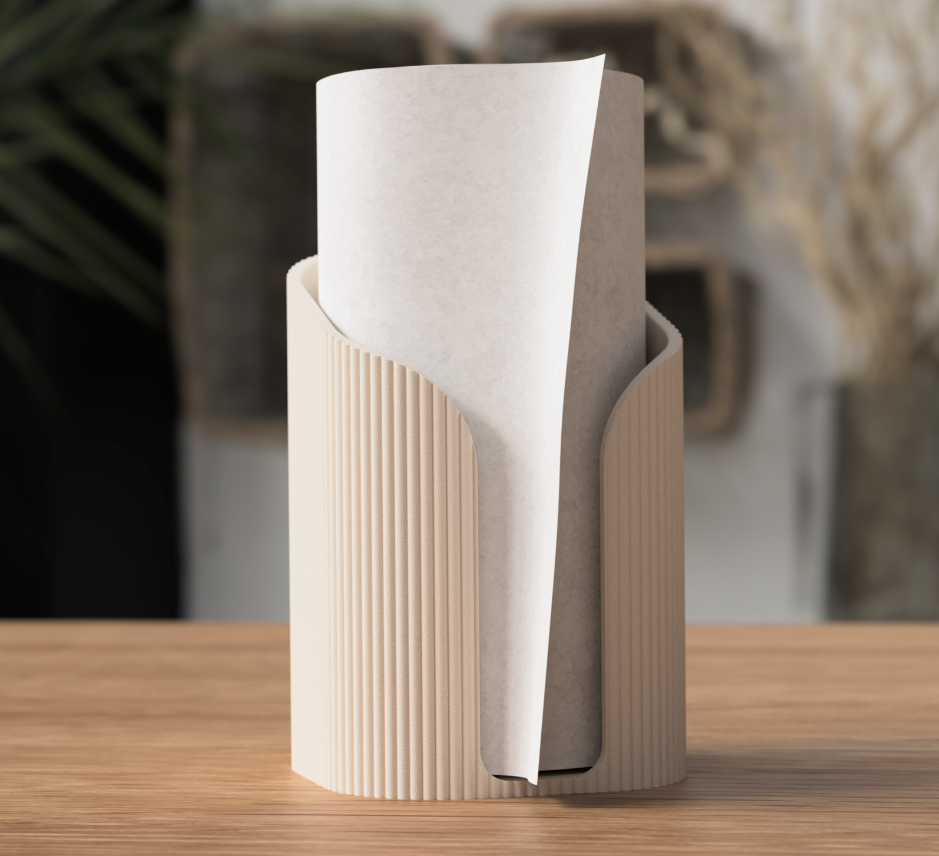 Japandi Paper Towel Holder – Freestanding 3D Printed Kitchen Stand | UK Made