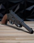 Mal Reynolds' Firefly pistol prop kit, 3D printed revolver with wood-effect grip, three-quarter view