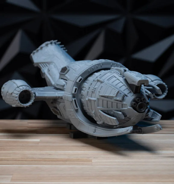 Serenity Firefly-class ship model kit, close-up of hull panelling and access hatch detail