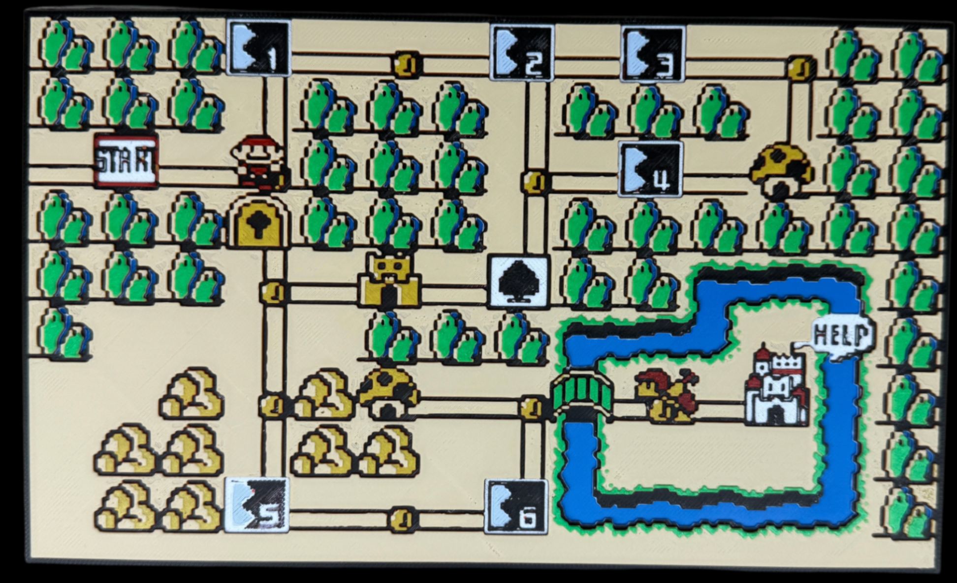 Layered 3D Panel Art Picture - Fan Art Super Mario 3 World 1 Map