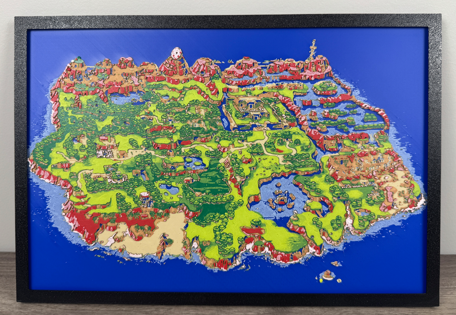 Panneau d'art 3D en couches – Carte de Link's Awakening – The Legend of Zelda