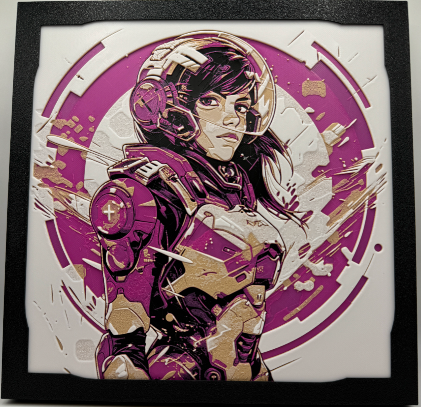 Panneau d'art 3D en couches - Overwatch D'va