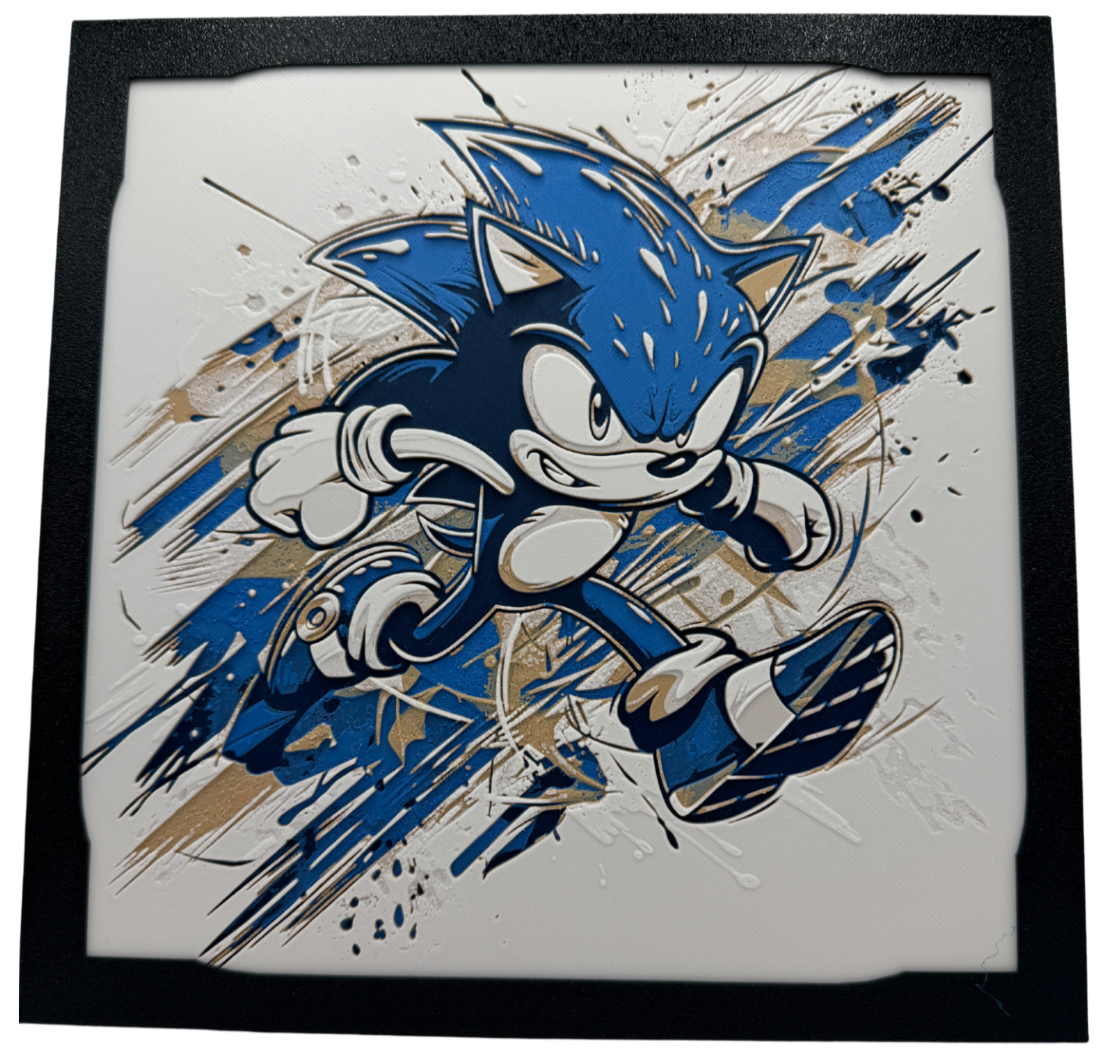 Panneau d'art 3D en couches - Sonic le hérisson