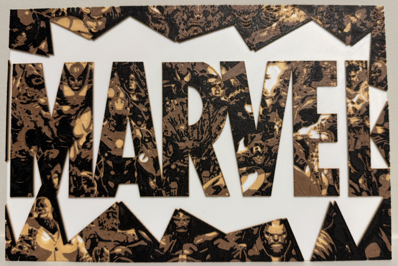 Layered 3d Art - Comic Character - Marvel Logo (225 x 150)