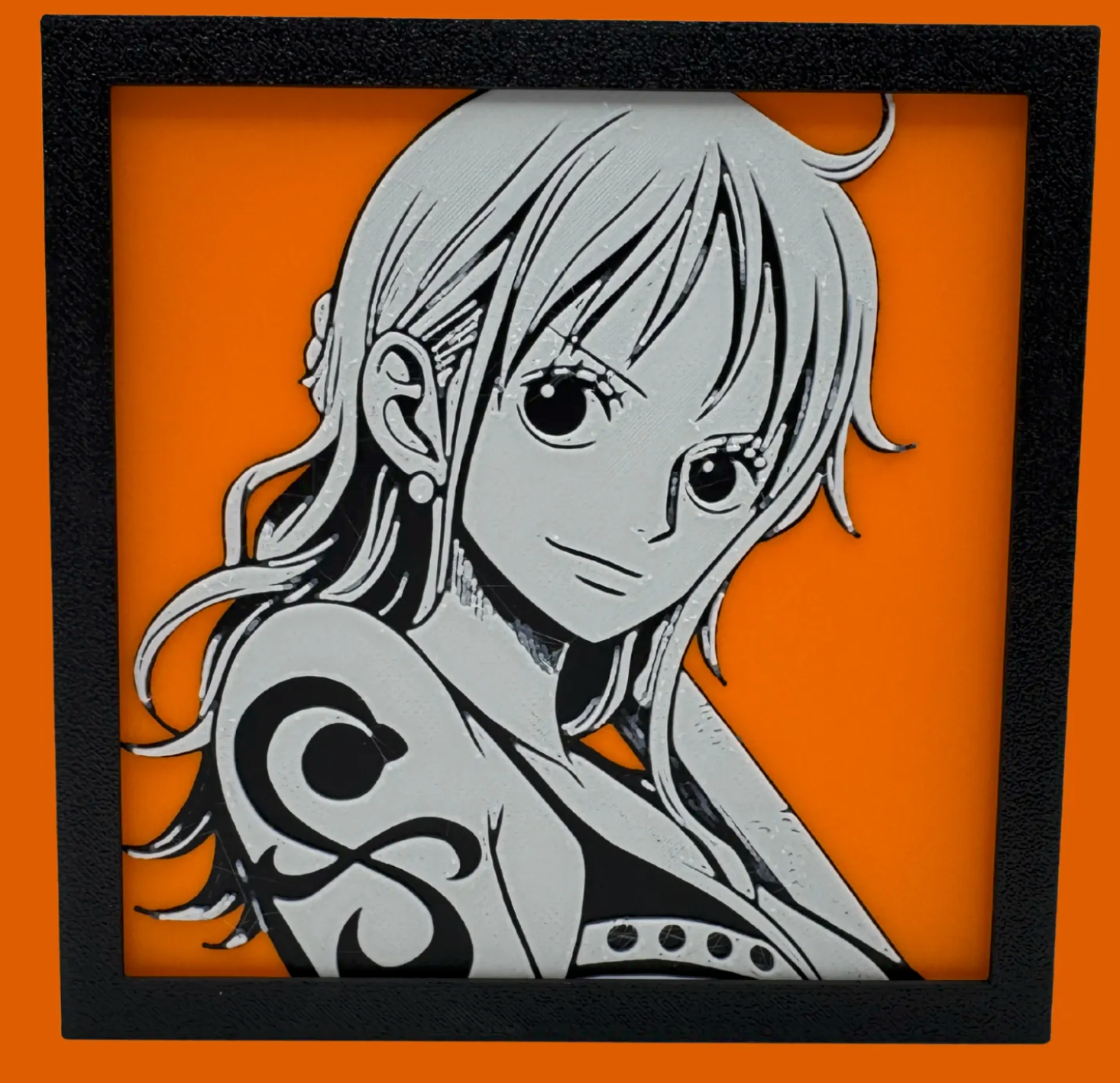 Nami One Piece layered 3D printed Hueforge wall art panel