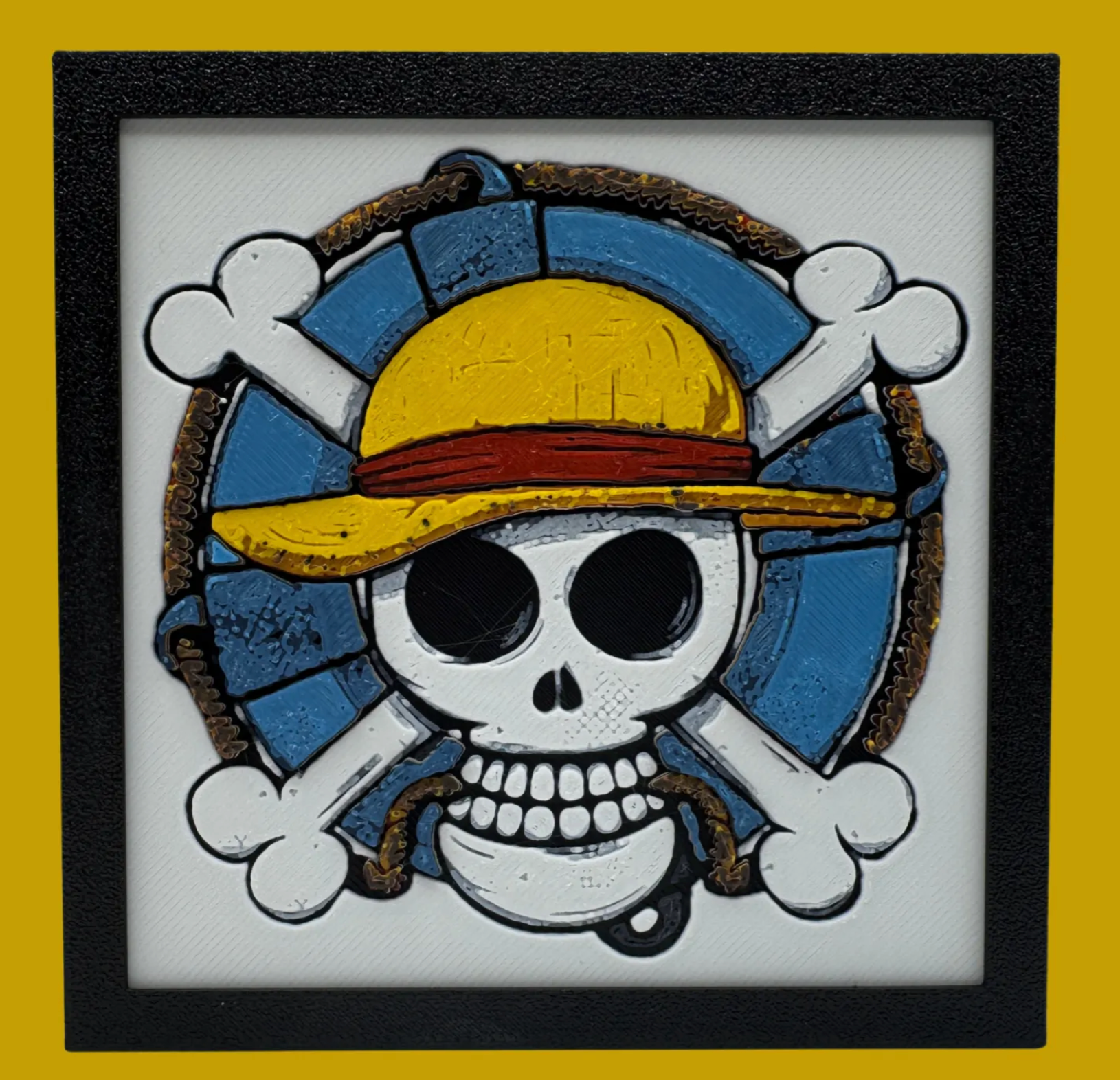 Straw Hat Pirates Logo One Piece layered 3D printed Hueforge wall art panel