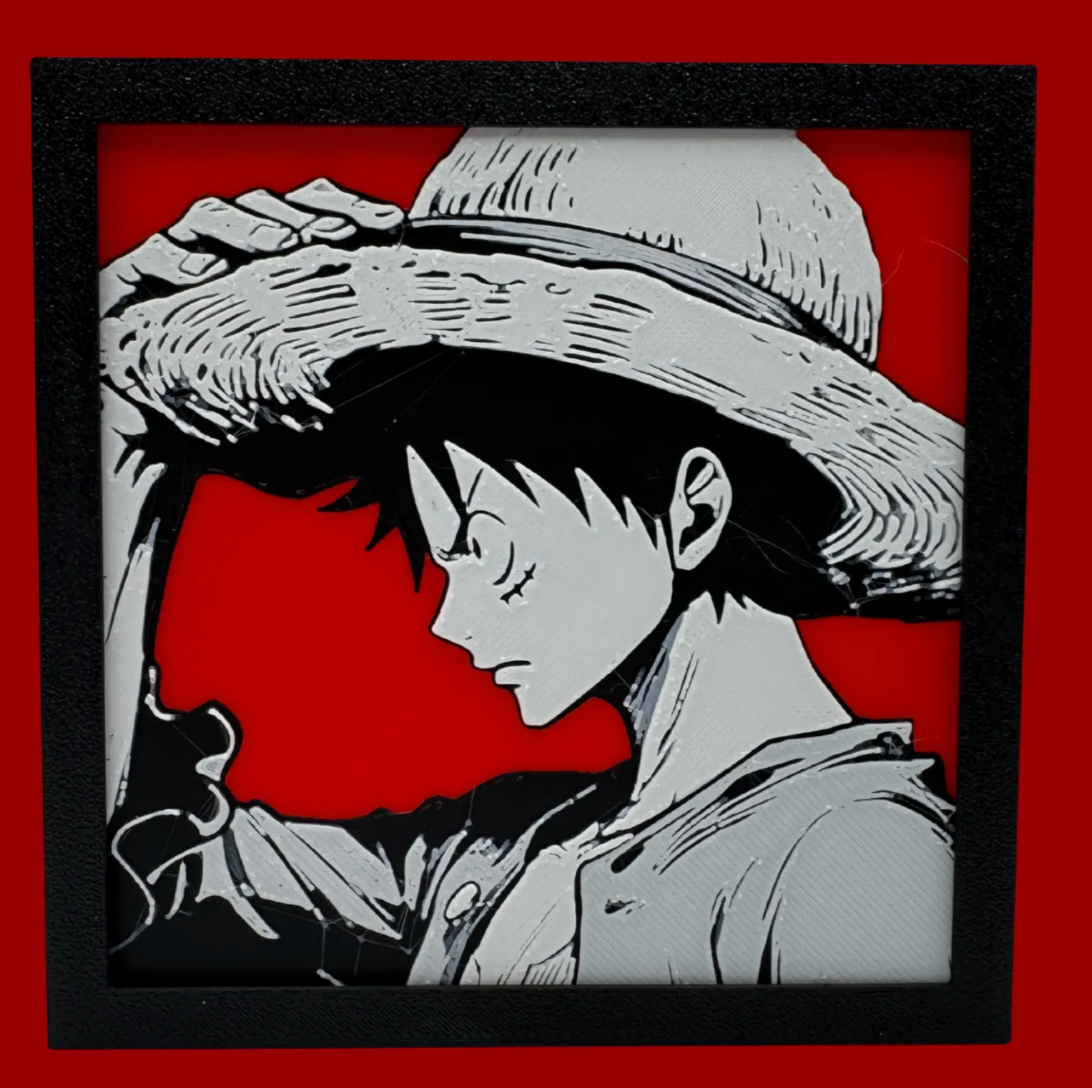 Monkey D. Luffy One Piece layered 3D printed Hueforge wall art panel