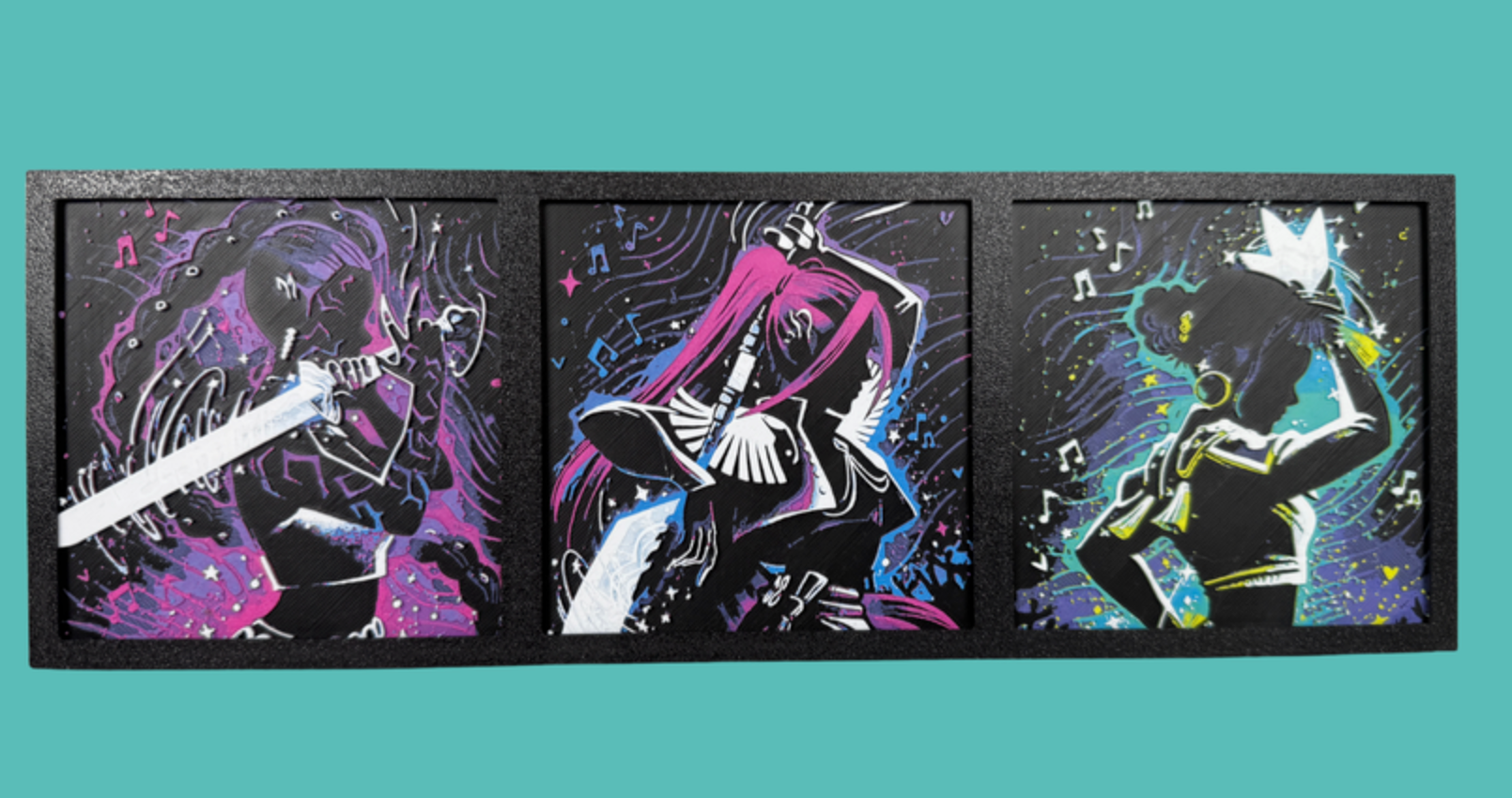 KPOP Silhouette Collection trio frame with three K-Pop Demon Hunters inspired silhouette prints