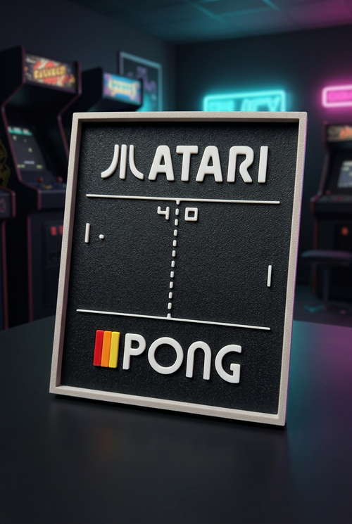 Atari Pong frame with retro arcade background