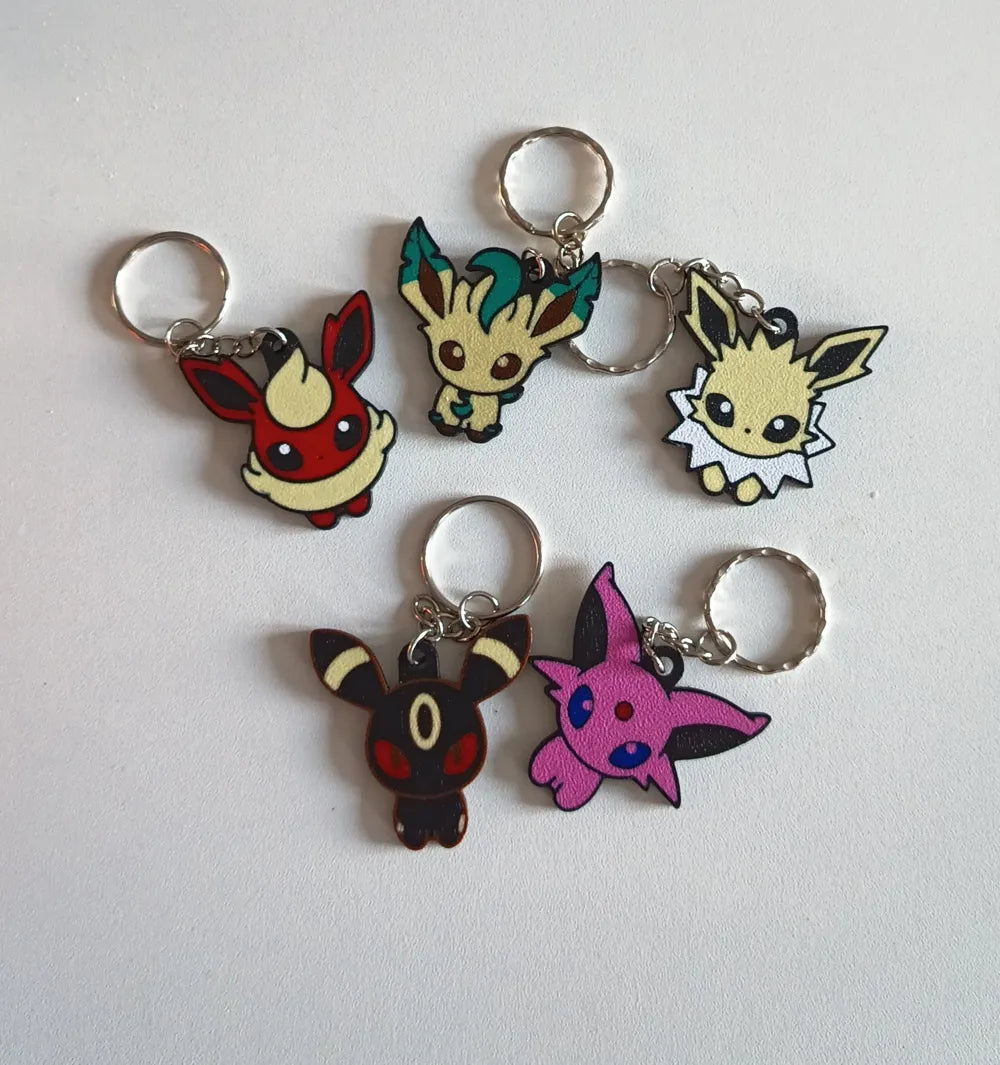 Pokemon Eevee Evolution keychains, alternate view