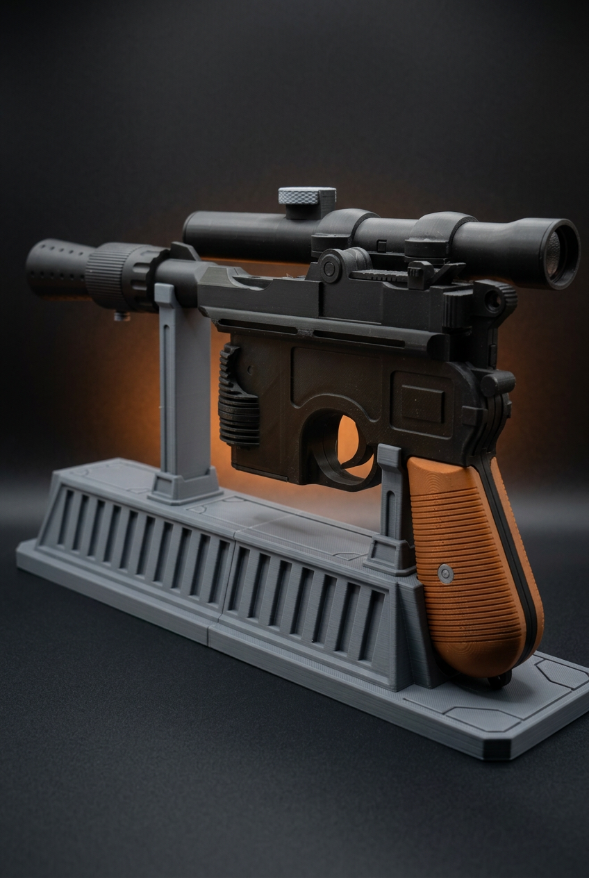 Alternate angle of the Han Solo inspired DL-44 blaster prop