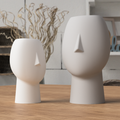 Face Vase, sculptural 3D printed Japandi vase, front view