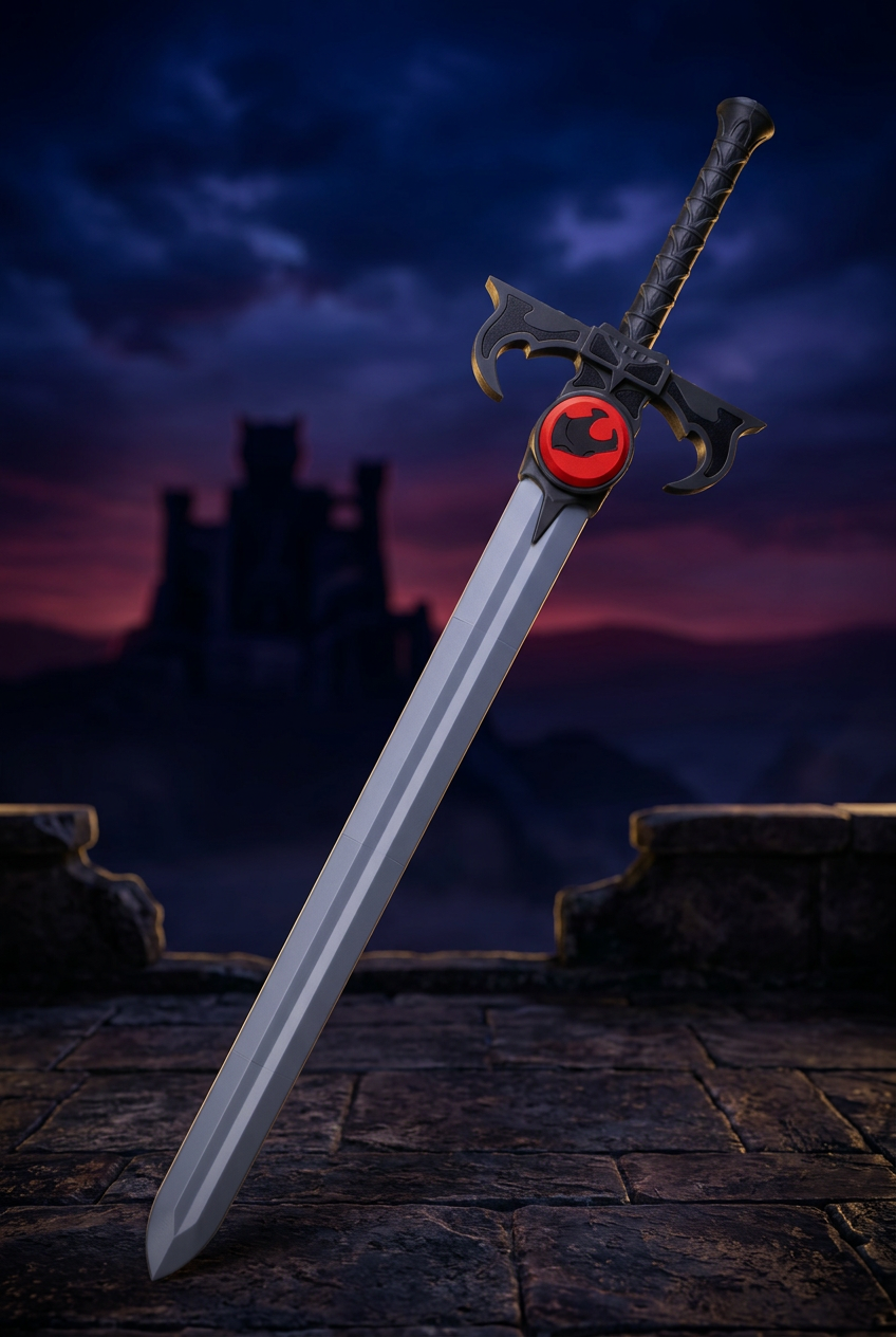 Full Sword of Omens with ThunderCats-inspired backdrop