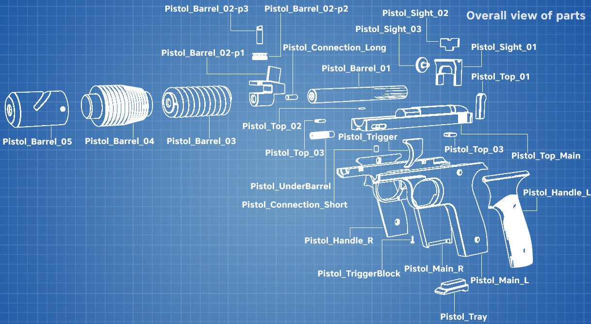 Rebellenführer-Verteidiger-Blasterpistole – 3D-gedruckter Modellbausatz