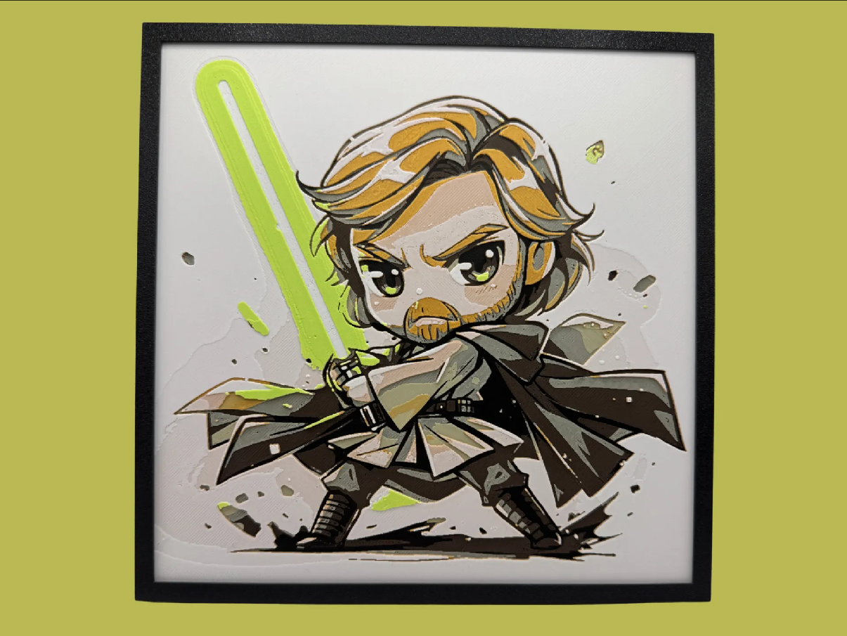 Obi-Wan Kenobi Chibi Star Wars layered 3D wall art panel