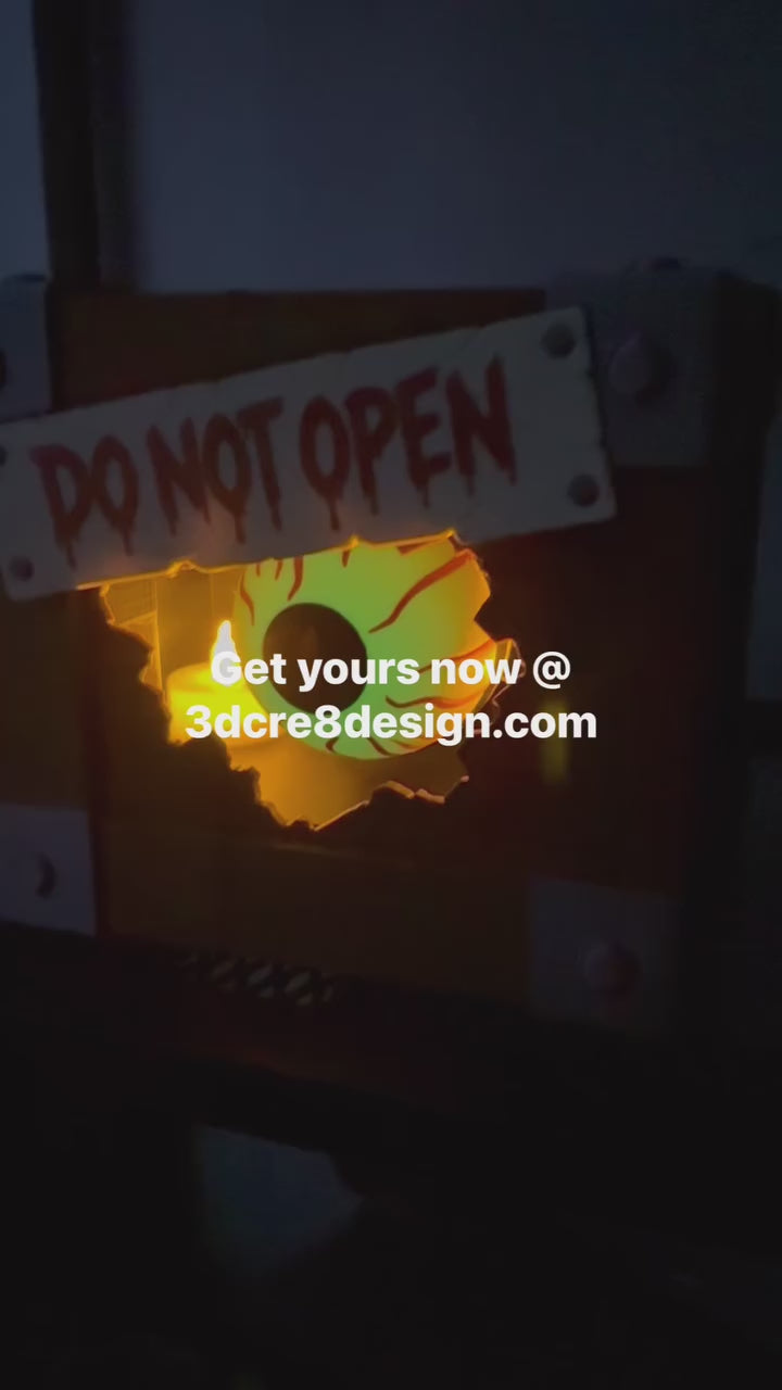 Spooky DO NOT OPEN BOX - Halloween LED Lantern | Glow-in-the-Dark Eyeball