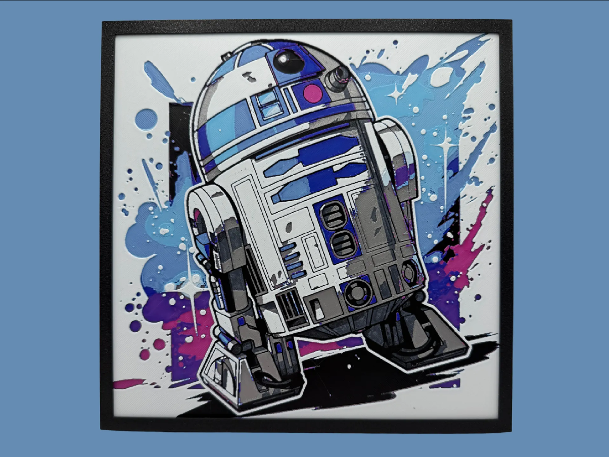 R2D2 Chibi Star Wars layered 3D wall art panel