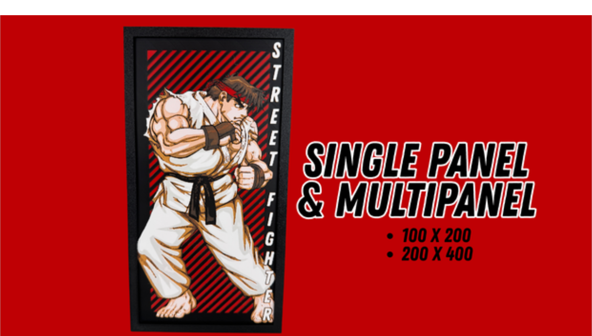 Ryu Street Fighter layered 3D wall art panel