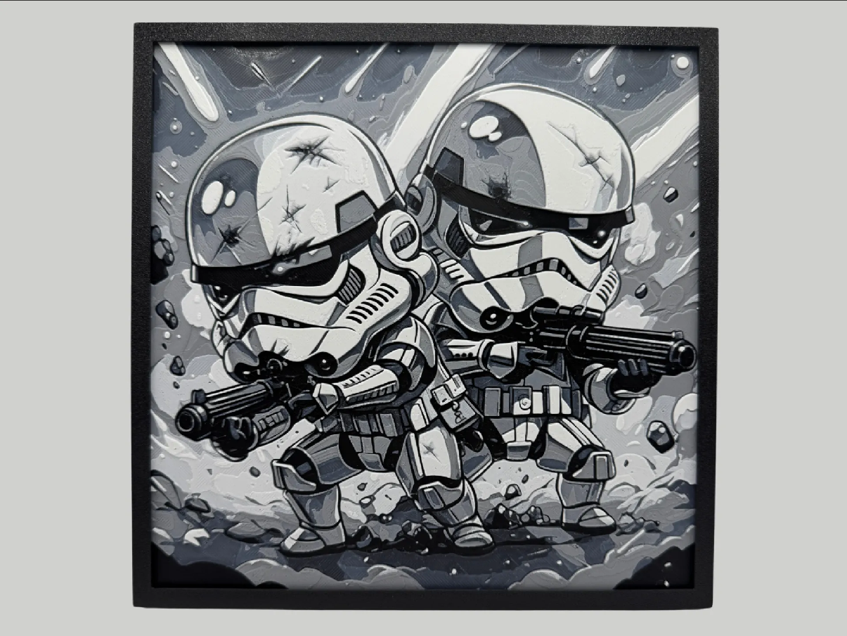 Storm Troopers Chibi Star Wars layered 3D wall art panel