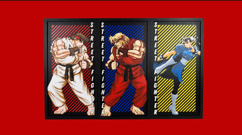 Layered 3D Art Panel - Street Fighter Triptych Hueforge (Ryu, Ken & Chun Li)