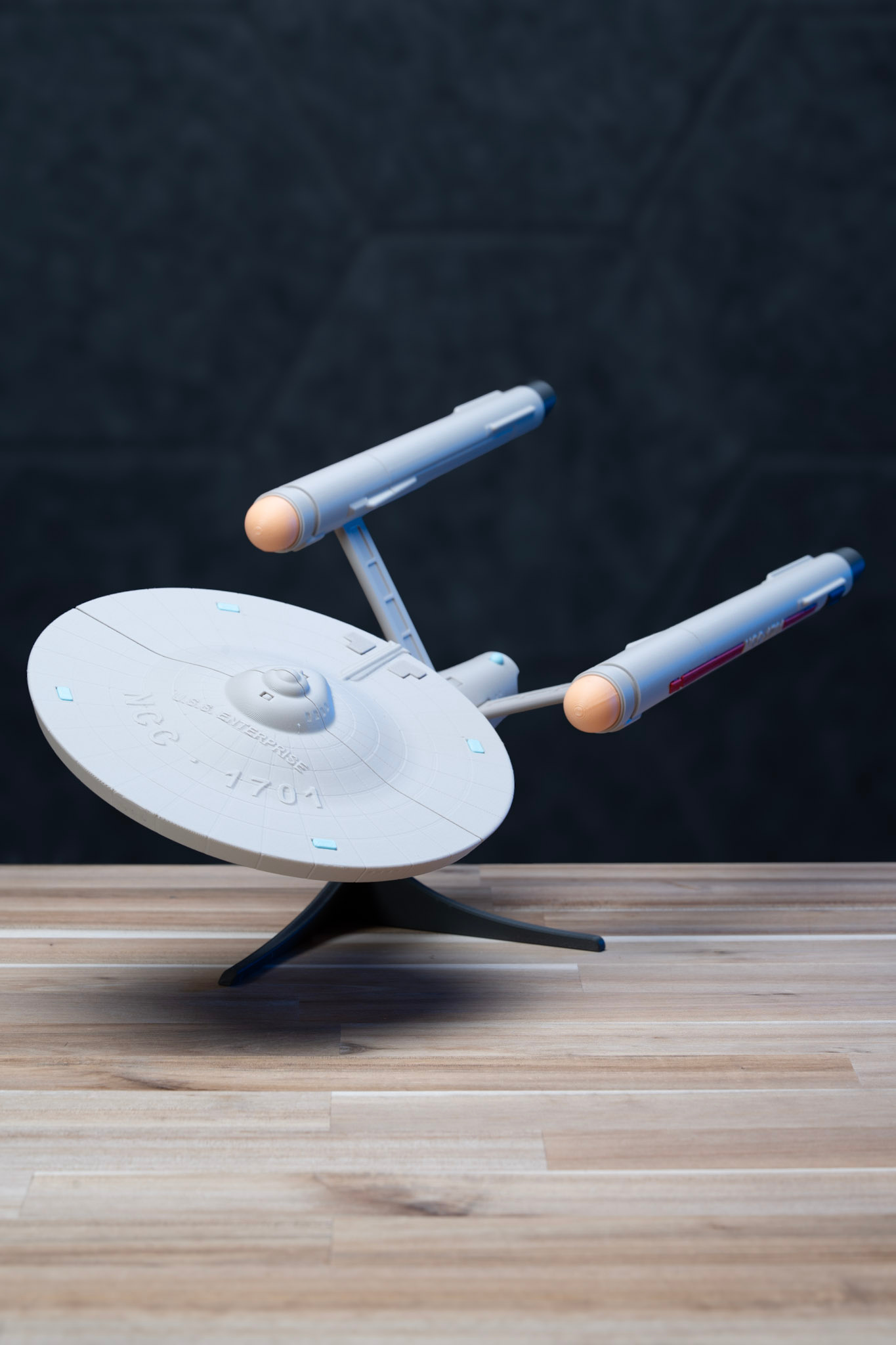 USS Enterprise 3D printed model kit, full display view